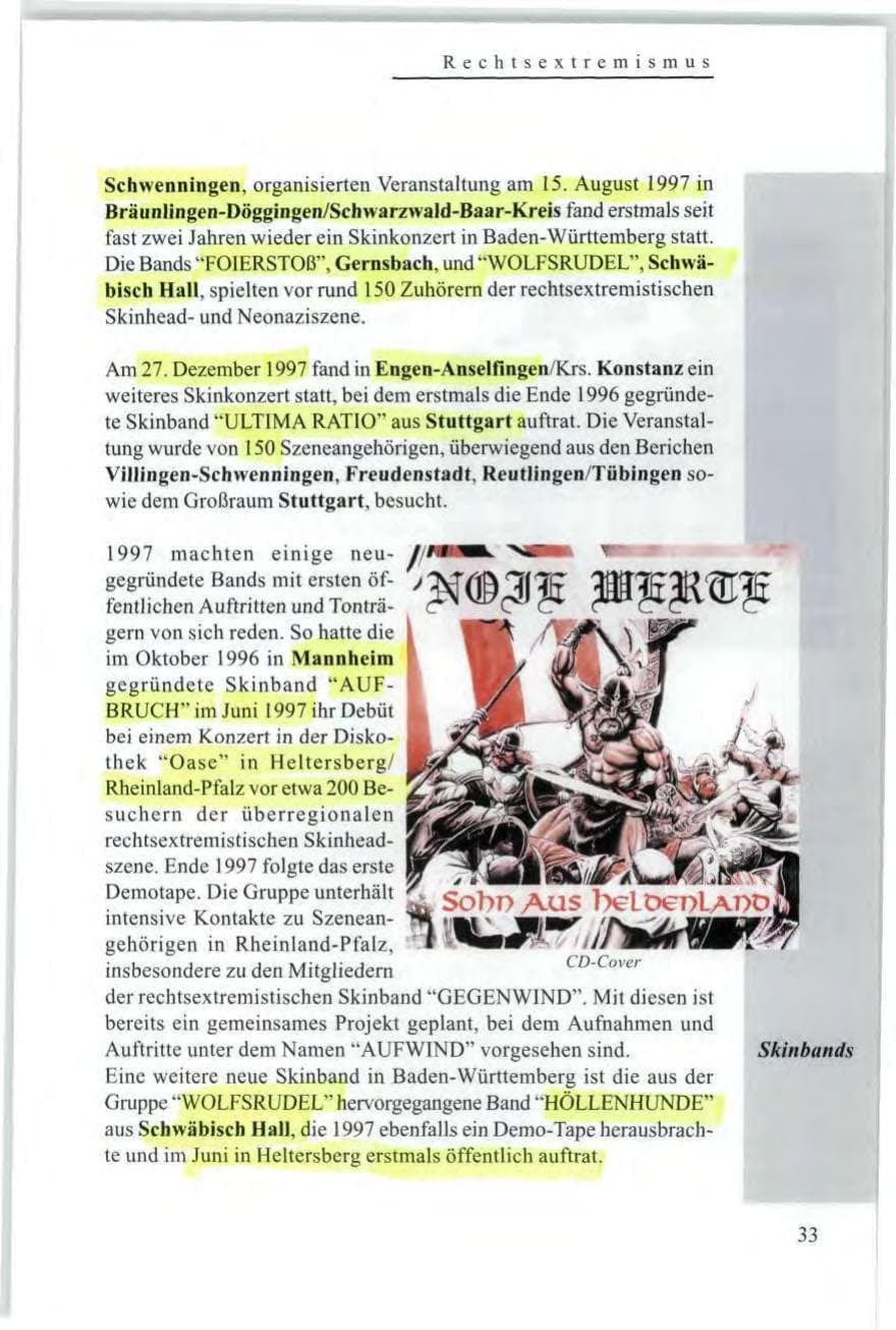 Seite 35 des Verfassungsschutzbericht 1997 Baden-Württemberg