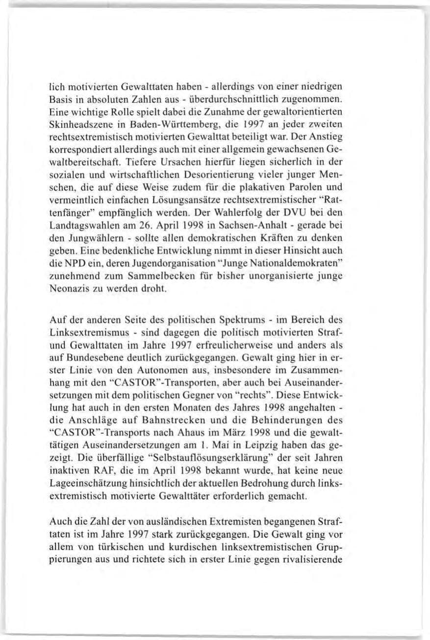Seite 5 des Verfassungsschutzbericht 1997 Baden-Württemberg
