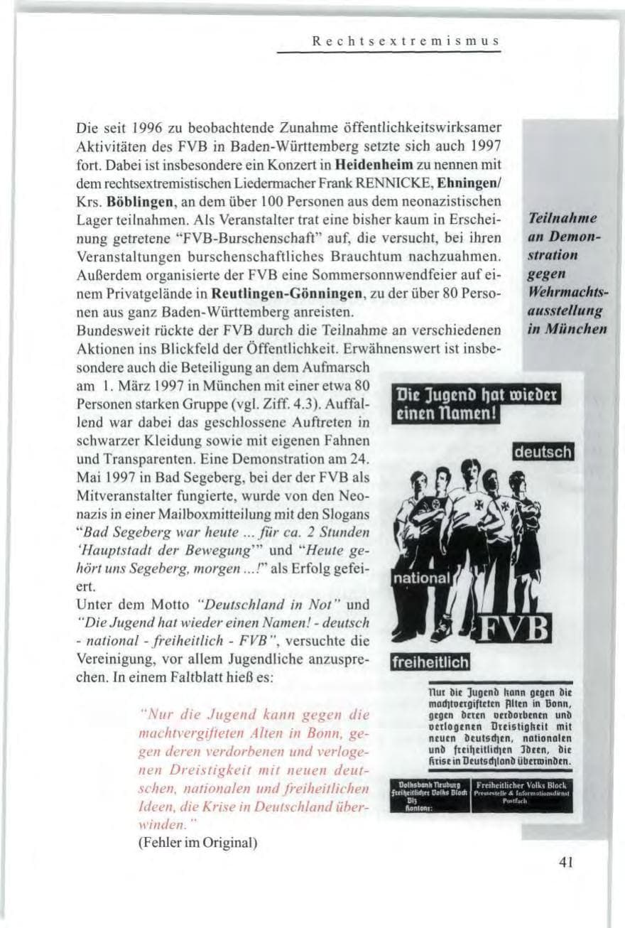 Seite 43 des Verfassungsschutzbericht 1997 Baden-Württemberg