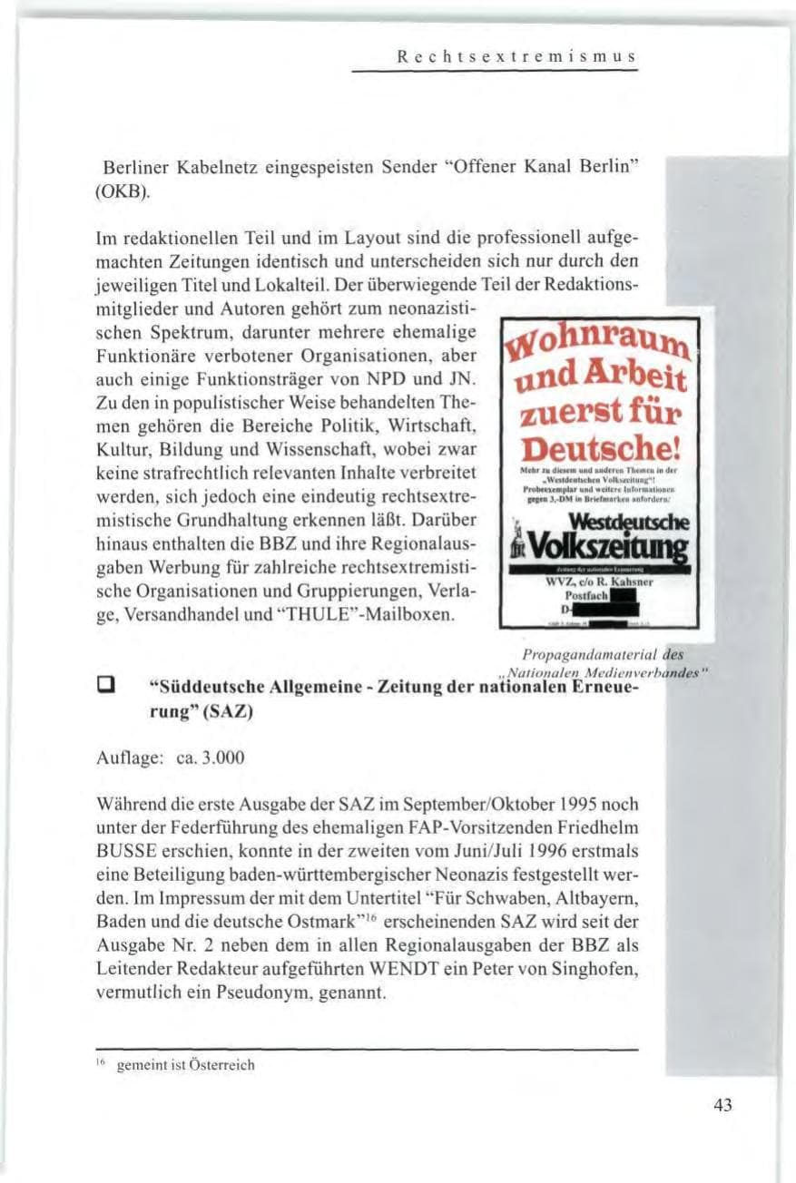 Seite 45 des Verfassungsschutzbericht 1997 Baden-Württemberg
