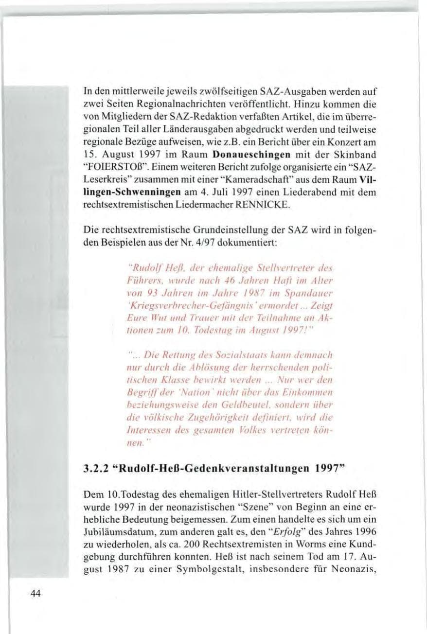 Seite 46 des Verfassungsschutzbericht 1997 Baden-Württemberg
