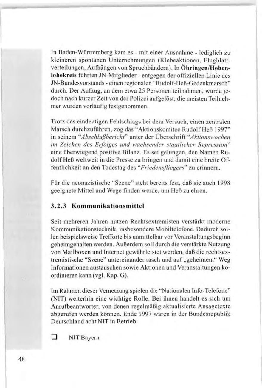 Seite 50 des Verfassungsschutzbericht 1997 Baden-Württemberg