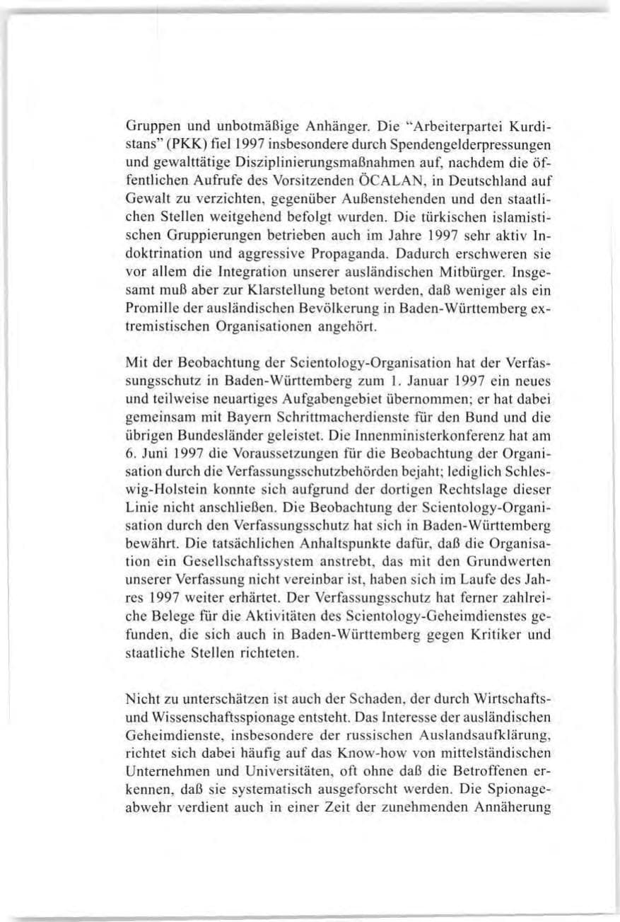 Seite 6 des Verfassungsschutzbericht 1997 Baden-Württemberg