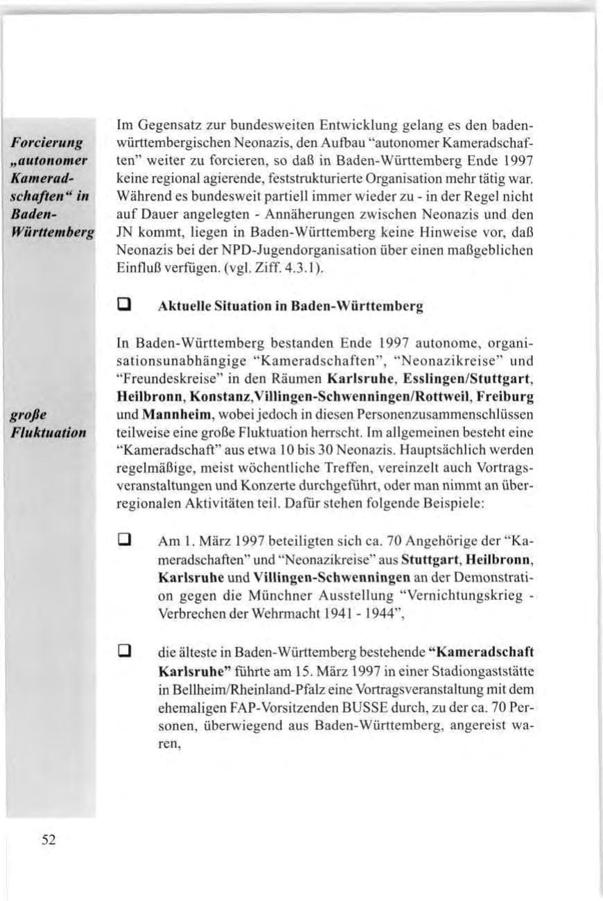 Seite 54 des Verfassungsschutzbericht 1997 Baden-Württemberg