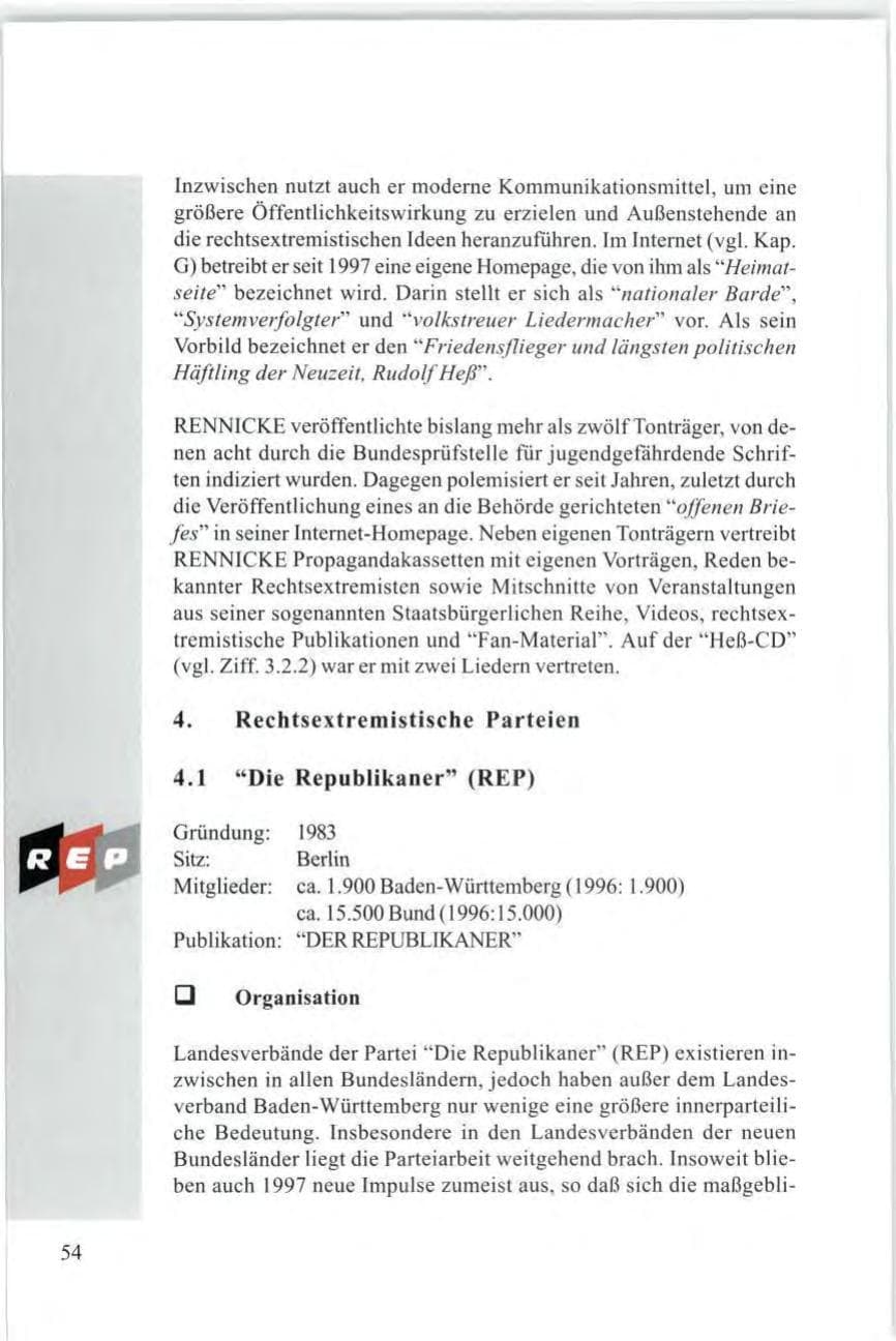 Seite 56 des Verfassungsschutzbericht 1997 Baden-Württemberg