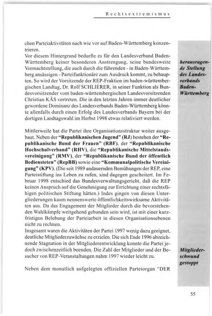 Seite 57 des Verfassungsschutzbericht 1997 Baden-Württemberg