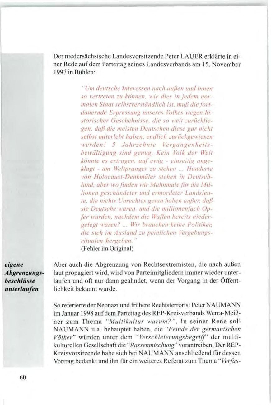 Seite 62 des Verfassungsschutzbericht 1997 Baden-Württemberg