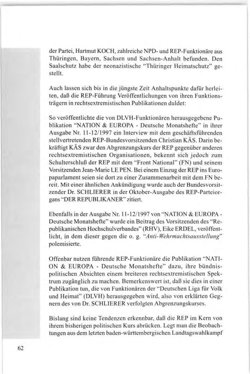 Seite 64 des Verfassungsschutzbericht 1997 Baden-Württemberg