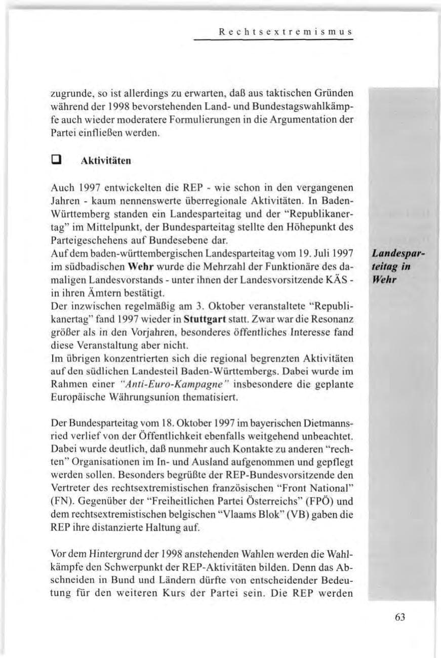 Seite 65 des Verfassungsschutzbericht 1997 Baden-Württemberg