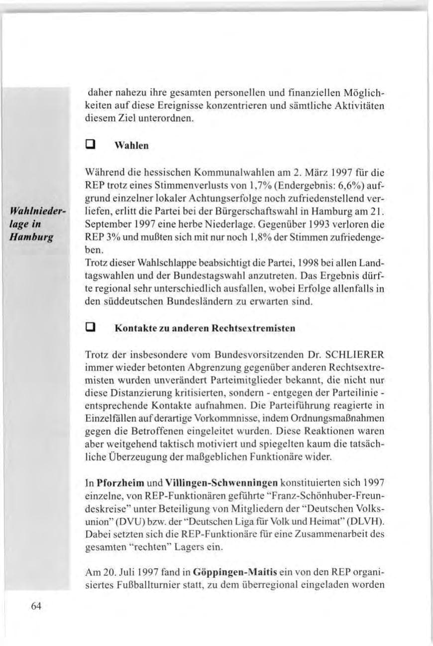 Seite 66 des Verfassungsschutzbericht 1997 Baden-Württemberg