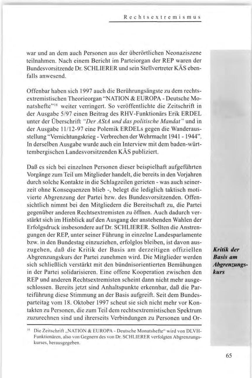 Seite 67 des Verfassungsschutzbericht 1997 Baden-Württemberg