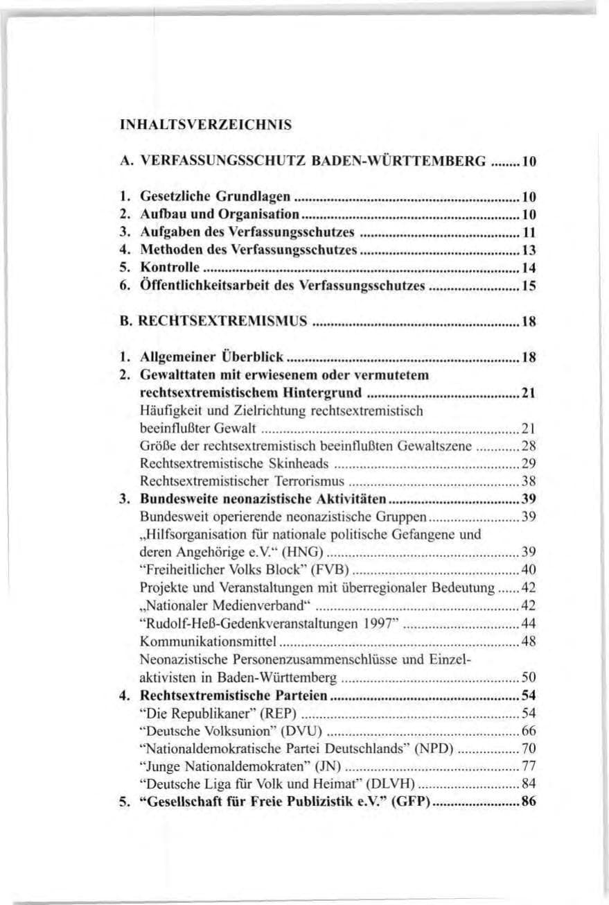 Seite 8 des Verfassungsschutzbericht 1997 Baden-Württemberg