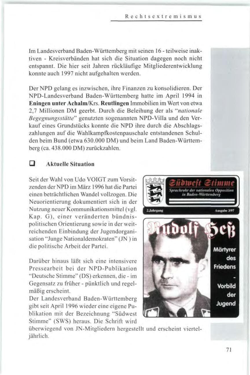 Seite 73 des Verfassungsschutzbericht 1997 Baden-Württemberg
