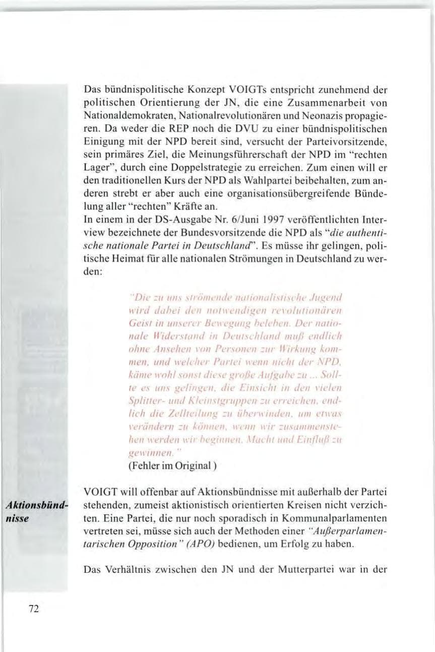 Seite 74 des Verfassungsschutzbericht 1997 Baden-Württemberg