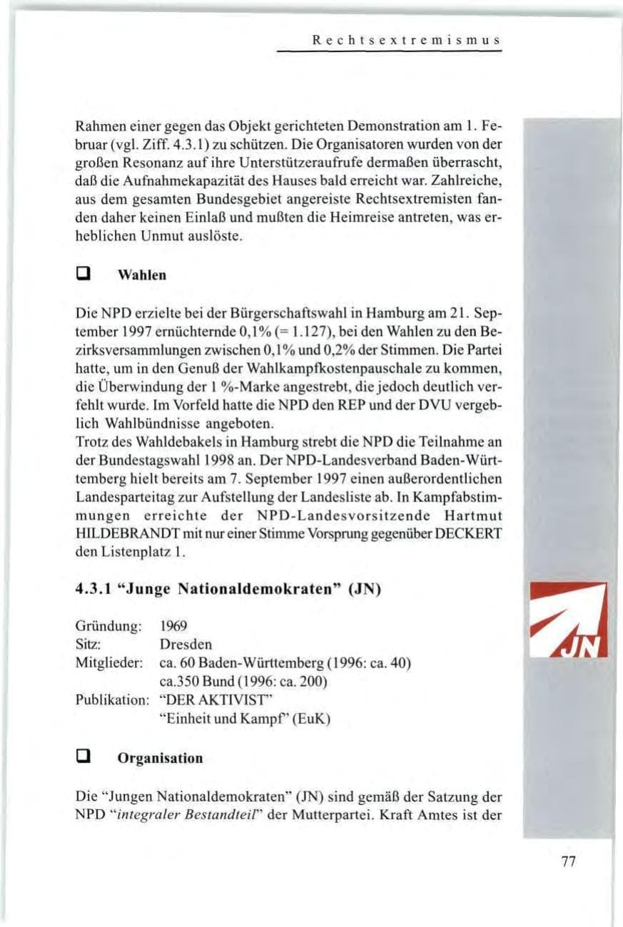 Seite 79 des Verfassungsschutzbericht 1997 Baden-Württemberg