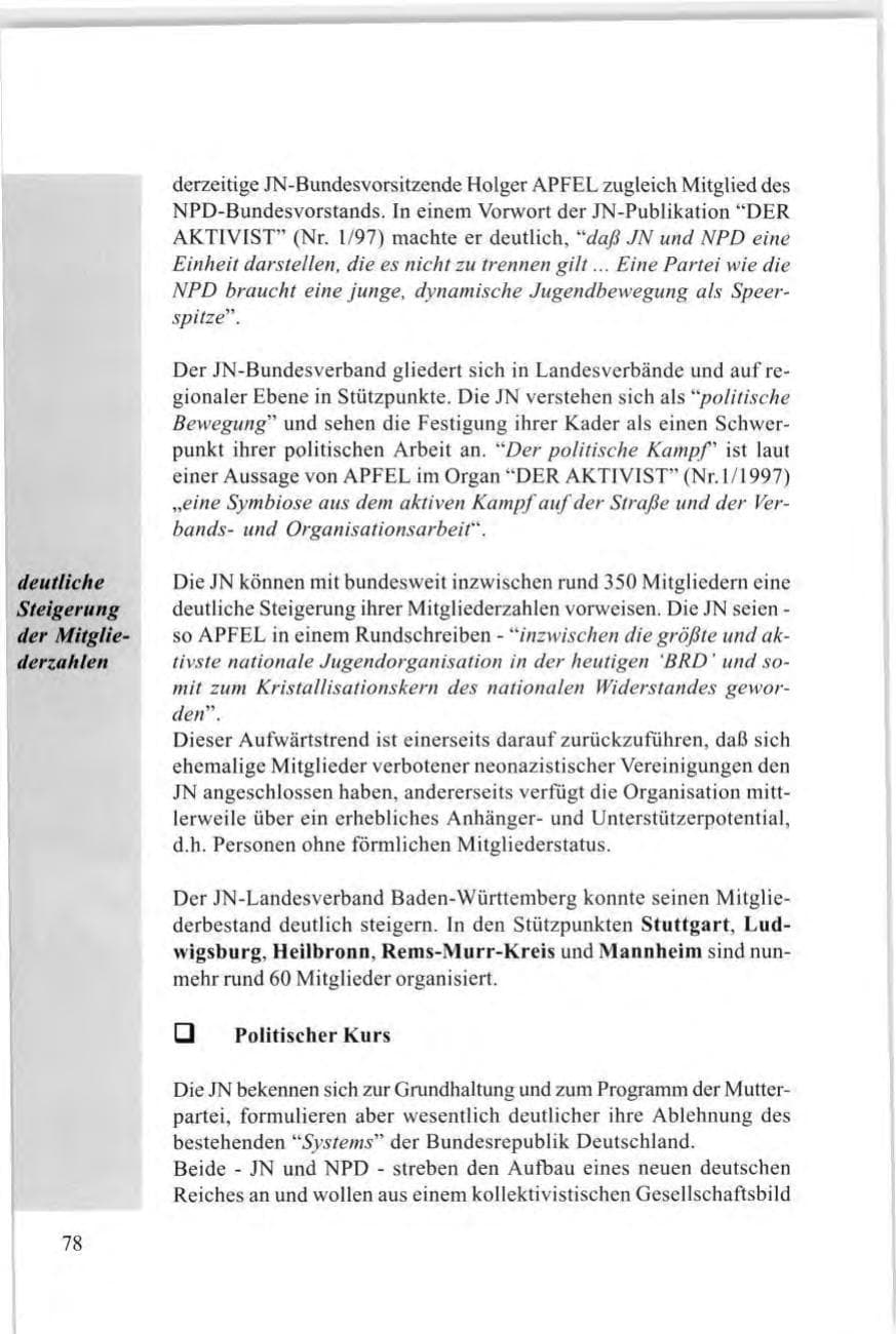 Seite 80 des Verfassungsschutzbericht 1997 Baden-Württemberg