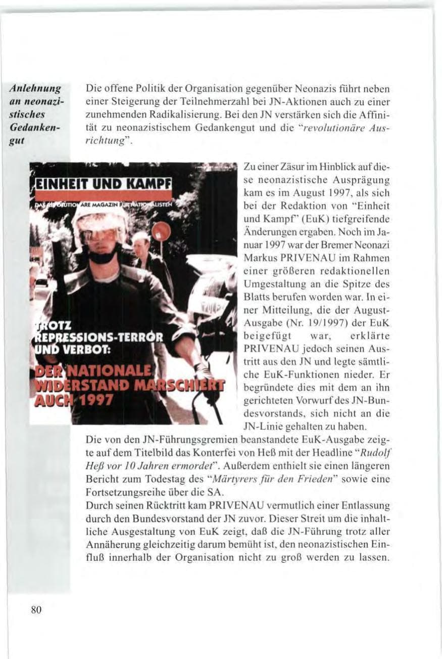 Seite 82 des Verfassungsschutzbericht 1997 Baden-Württemberg