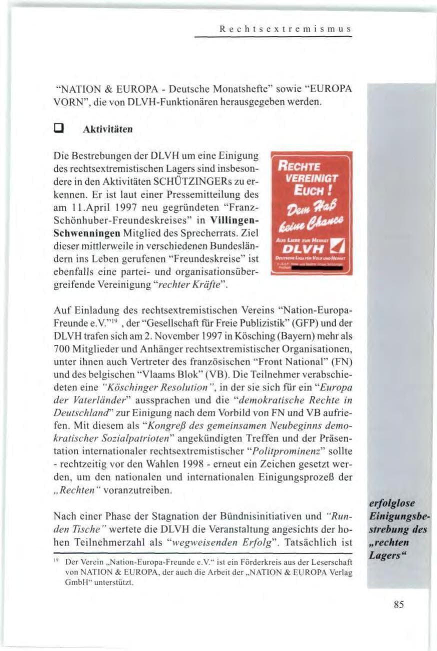 Seite 87 des Verfassungsschutzbericht 1997 Baden-Württemberg