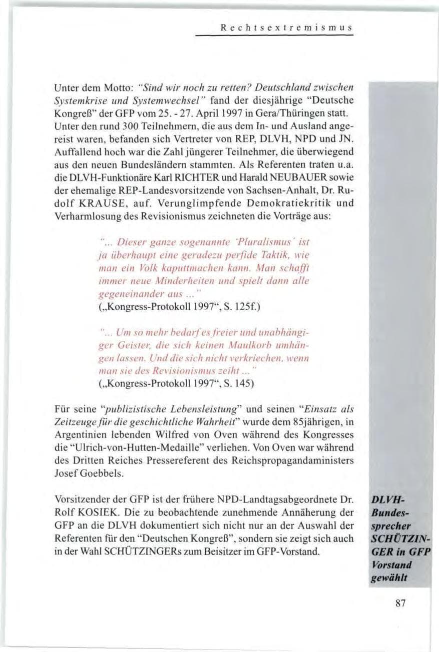 Seite 89 des Verfassungsschutzbericht 1997 Baden-Württemberg