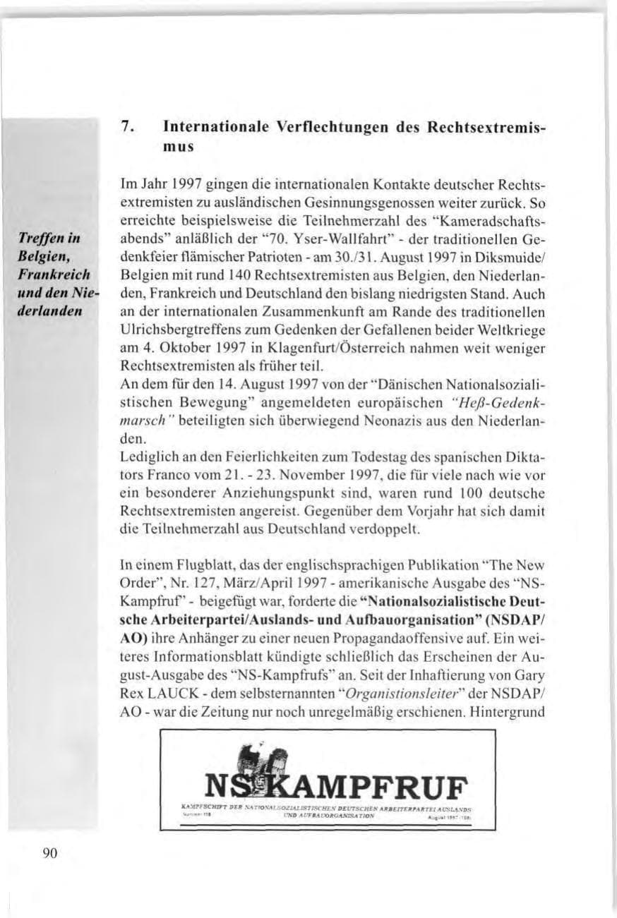 Seite 92 des Verfassungsschutzbericht 1997 Baden-Württemberg