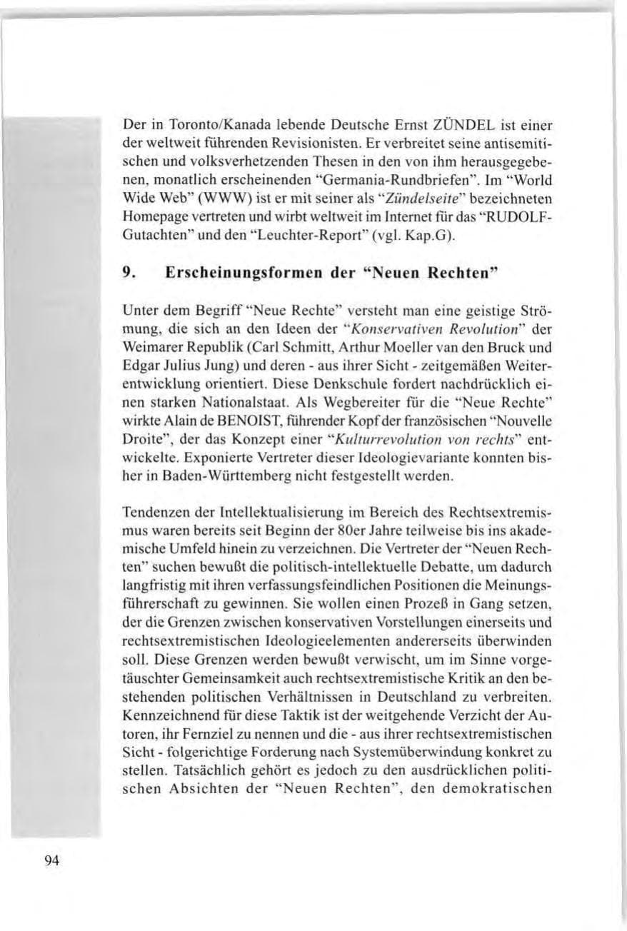 Seite 96 des Verfassungsschutzbericht 1997 Baden-Württemberg