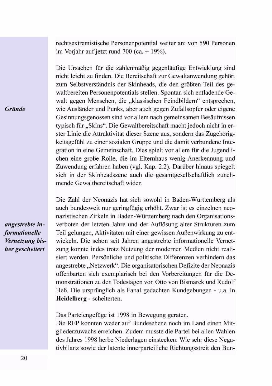 Seite 3 des Verfassungsschutzbericht 1998 Baden-Württemberg