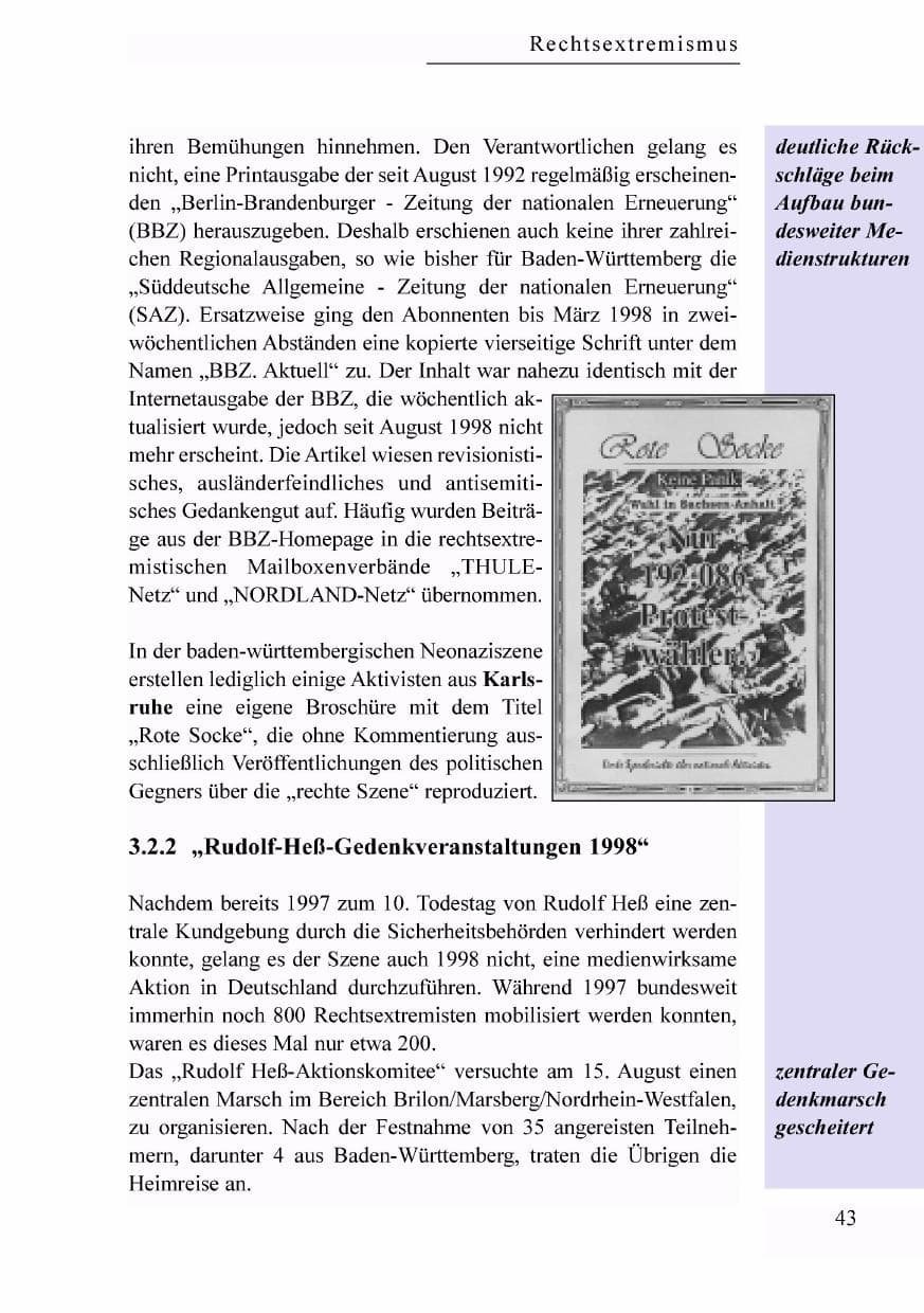 Seite 26 des Verfassungsschutzbericht 1998 Baden-Württemberg