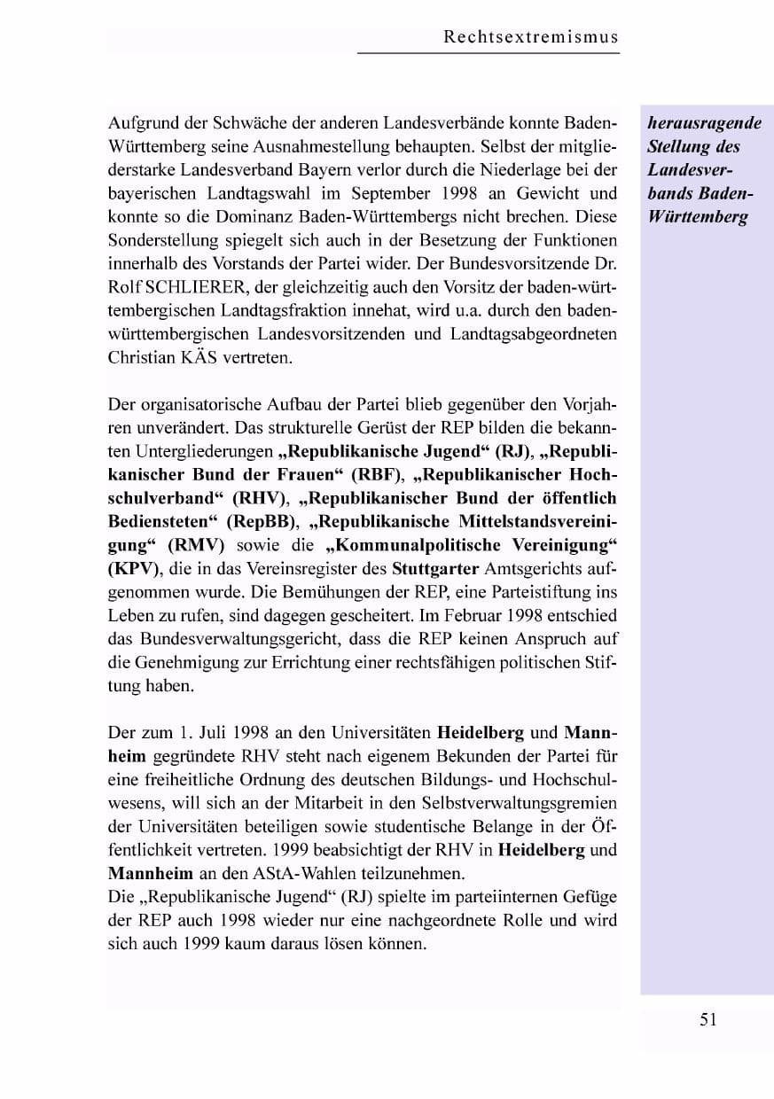 Seite 34 des Verfassungsschutzbericht 1998 Baden-Württemberg