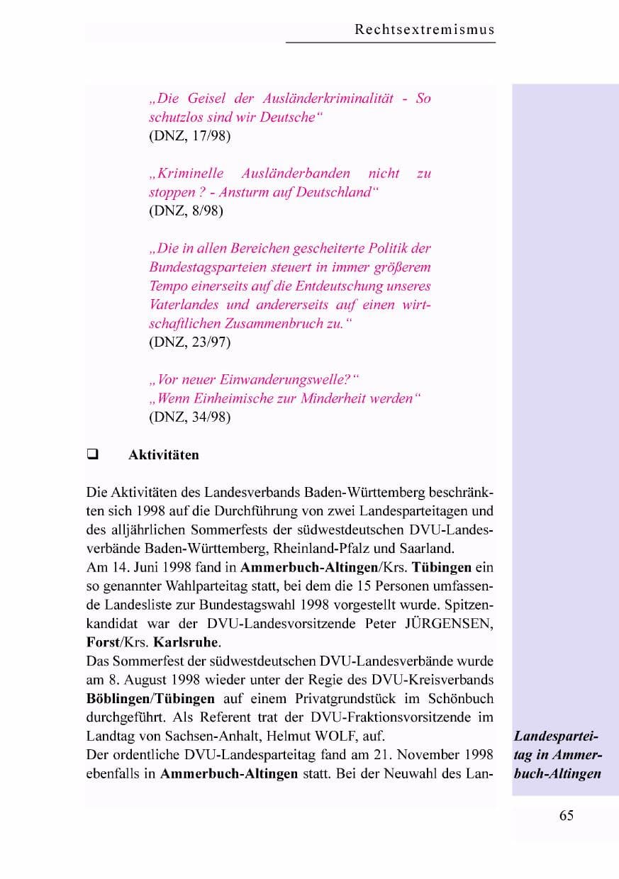 Seite 48 des Verfassungsschutzbericht 1998 Baden-Württemberg