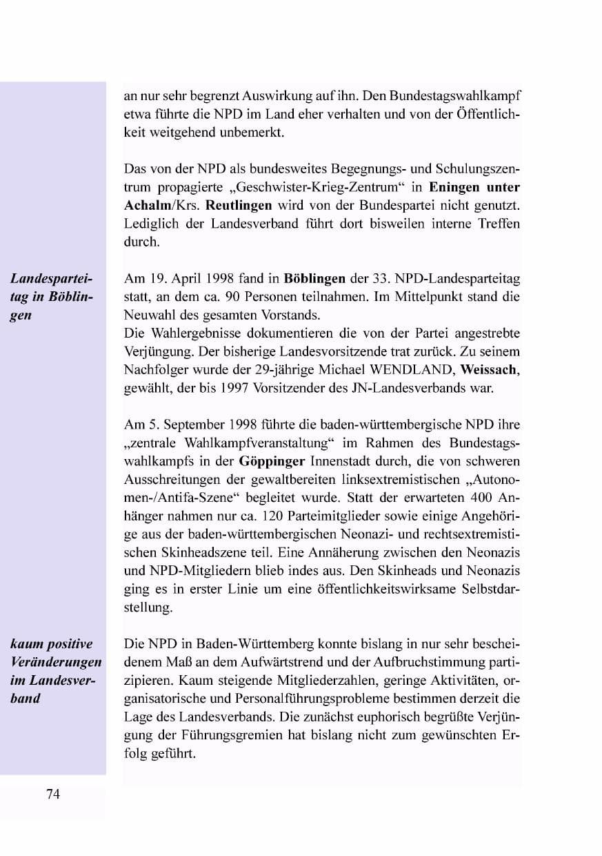 Seite 57 des Verfassungsschutzbericht 1998 Baden-Württemberg