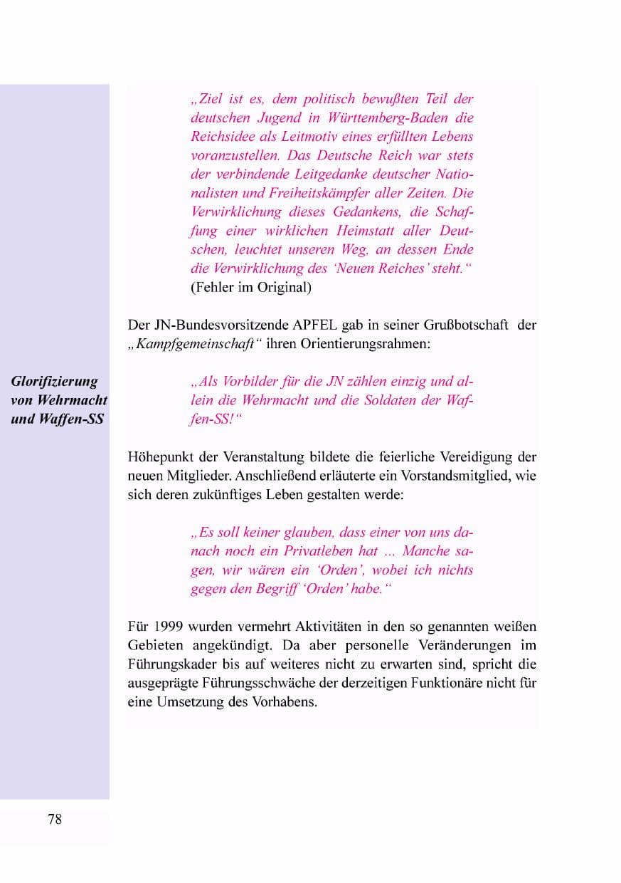 Seite 61 des Verfassungsschutzbericht 1998 Baden-Württemberg