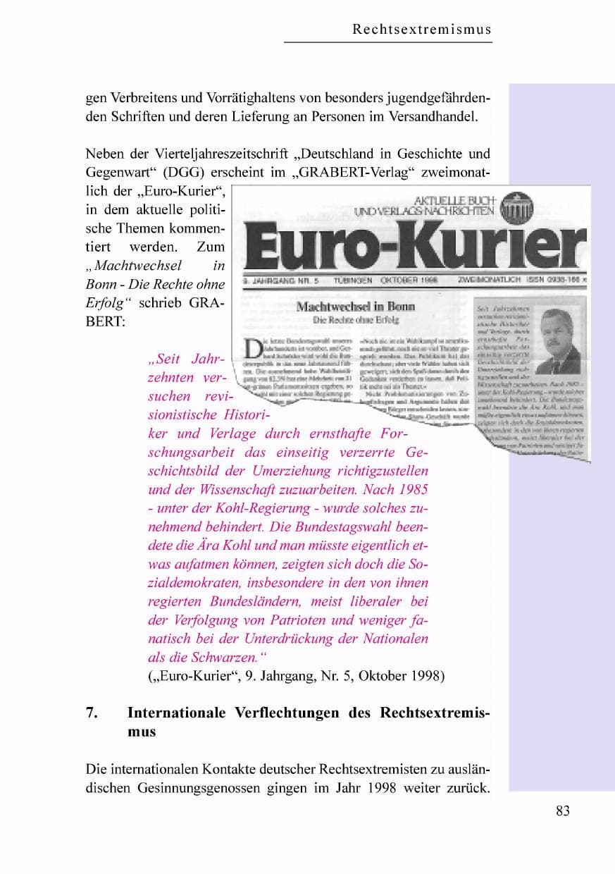 Seite 66 des Verfassungsschutzbericht 1998 Baden-Württemberg