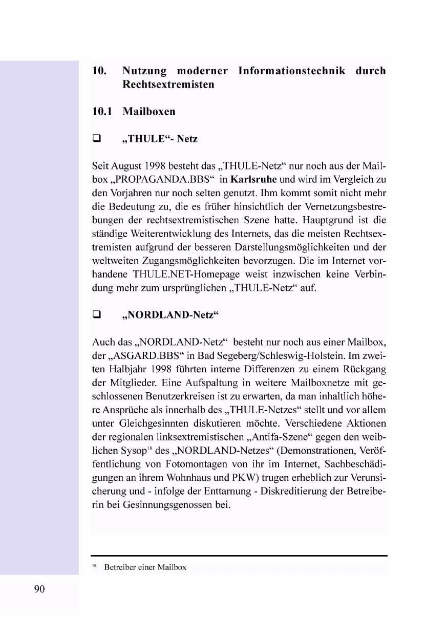 Seite 73 des Verfassungsschutzbericht 1998 Baden-Württemberg