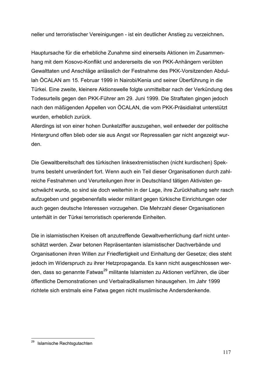 Seite 117 des Verfassungsschutzbericht 1999 Baden-Württemberg