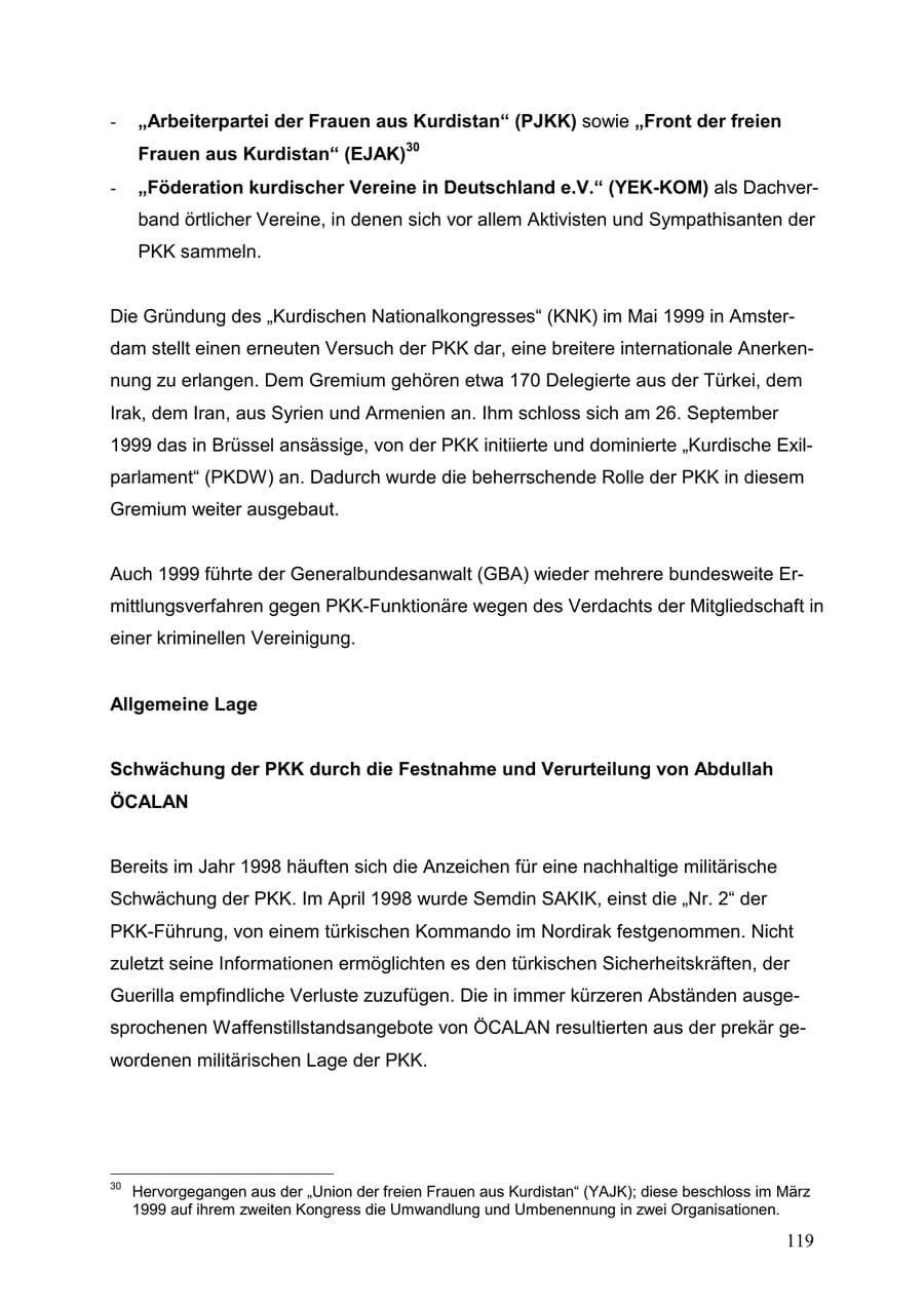Seite 119 des Verfassungsschutzbericht 1999 Baden-Württemberg