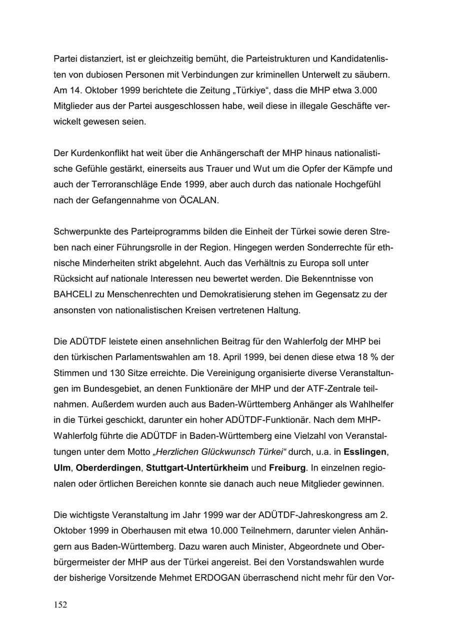 Seite 152 des Verfassungsschutzbericht 1999 Baden-Württemberg