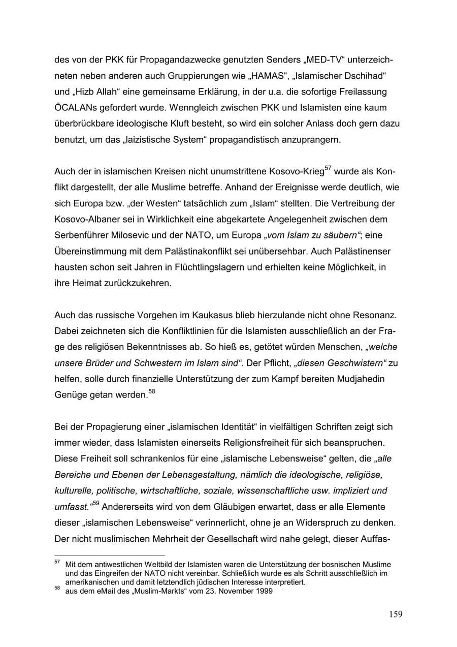 Seite 159 des Verfassungsschutzbericht 1999 Baden-Württemberg