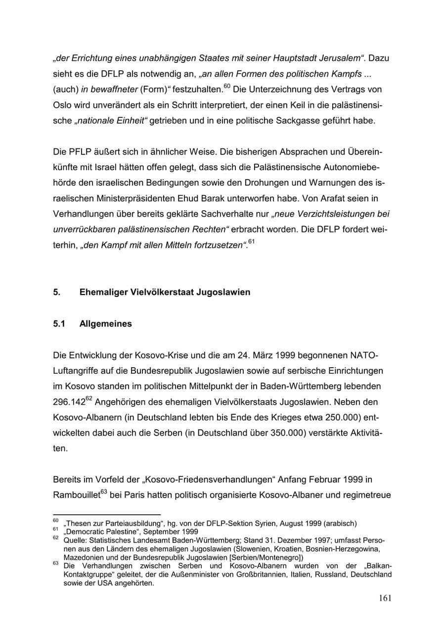 Seite 161 des Verfassungsschutzbericht 1999 Baden-Württemberg