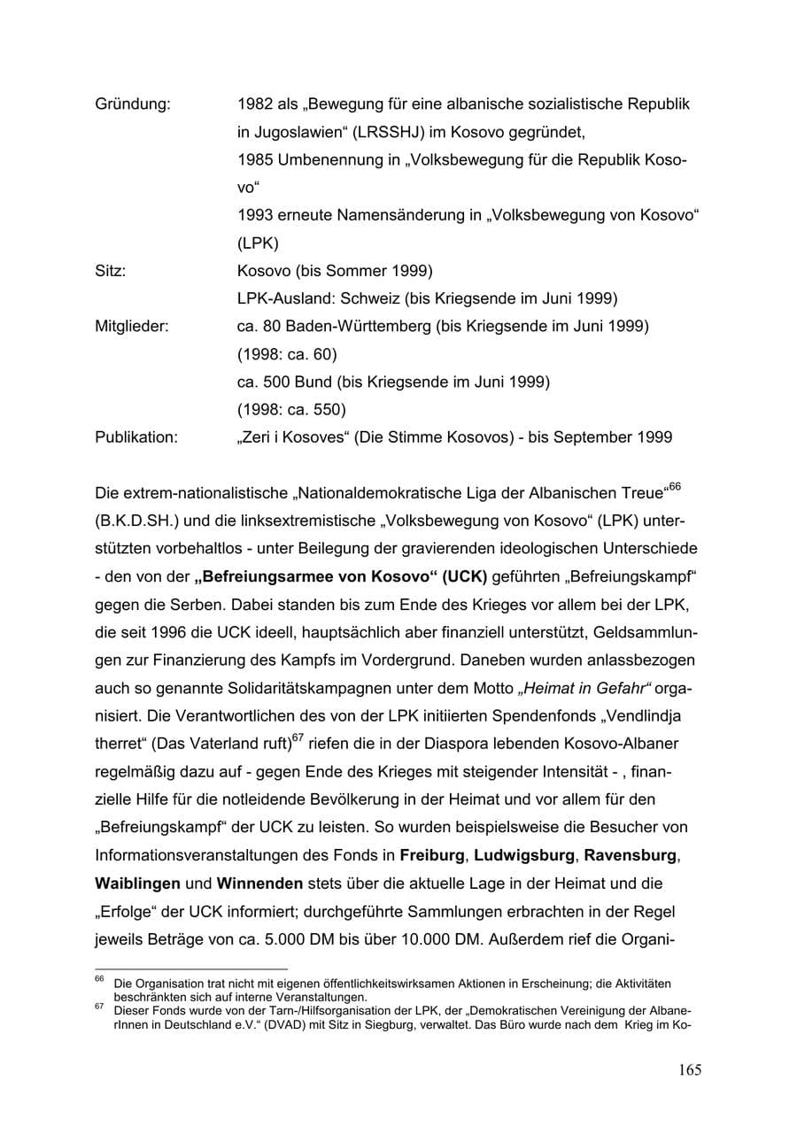 Seite 165 des Verfassungsschutzbericht 1999 Baden-Württemberg