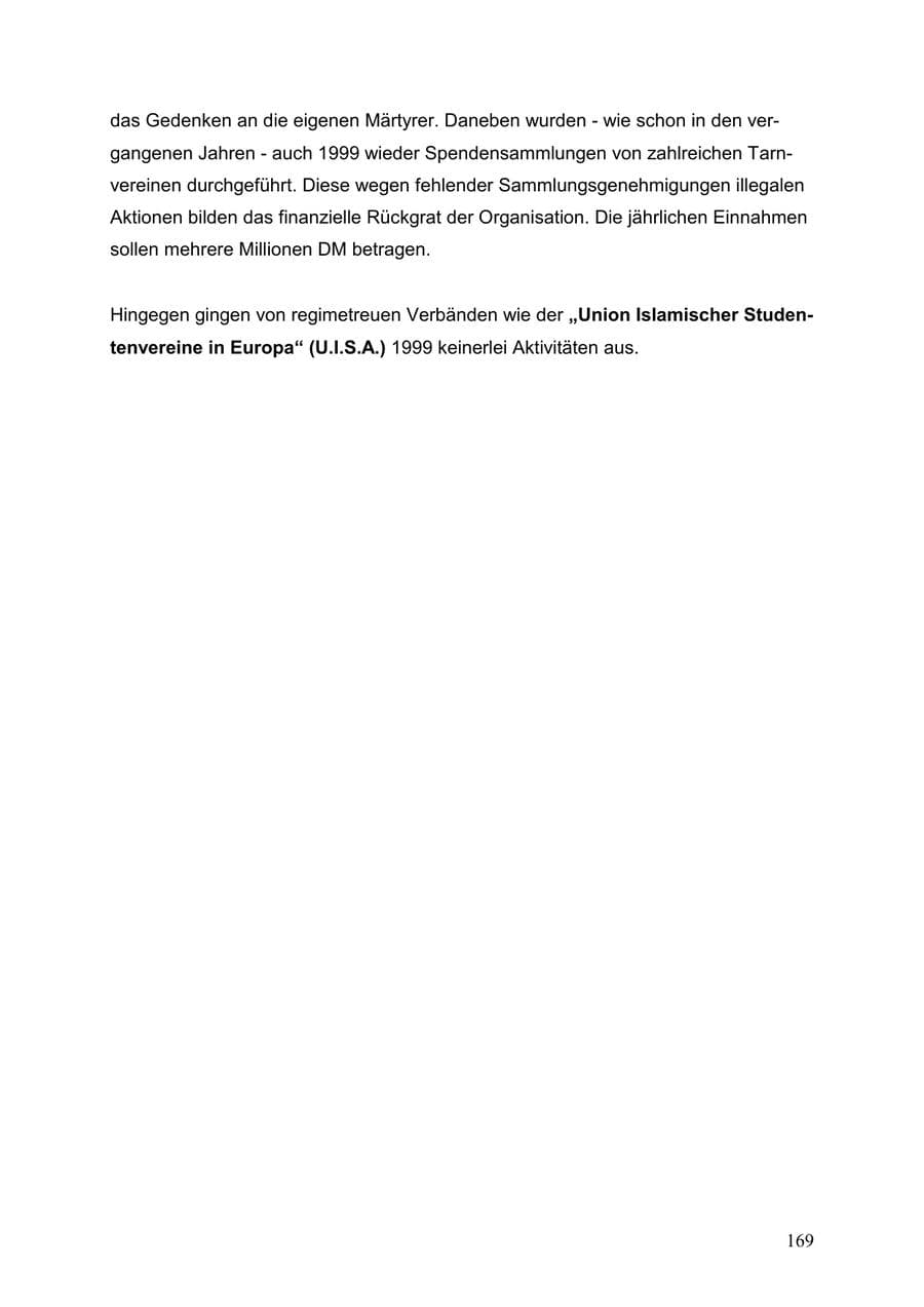 Seite 169 des Verfassungsschutzbericht 1999 Baden-Württemberg