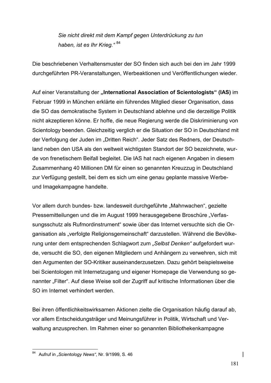 Seite 181 des Verfassungsschutzbericht 1999 Baden-Württemberg