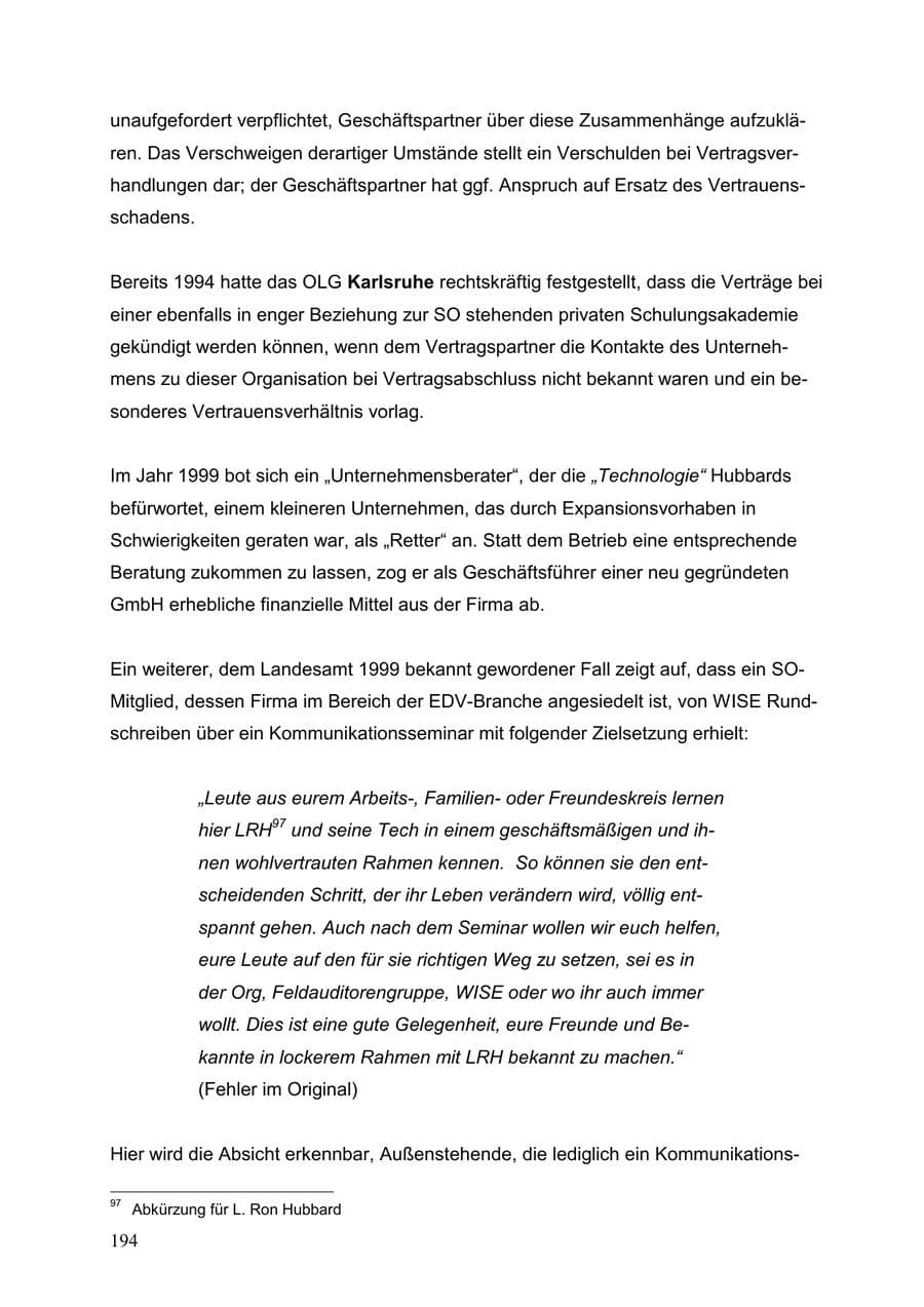 Seite 194 des Verfassungsschutzbericht 1999 Baden-Württemberg
