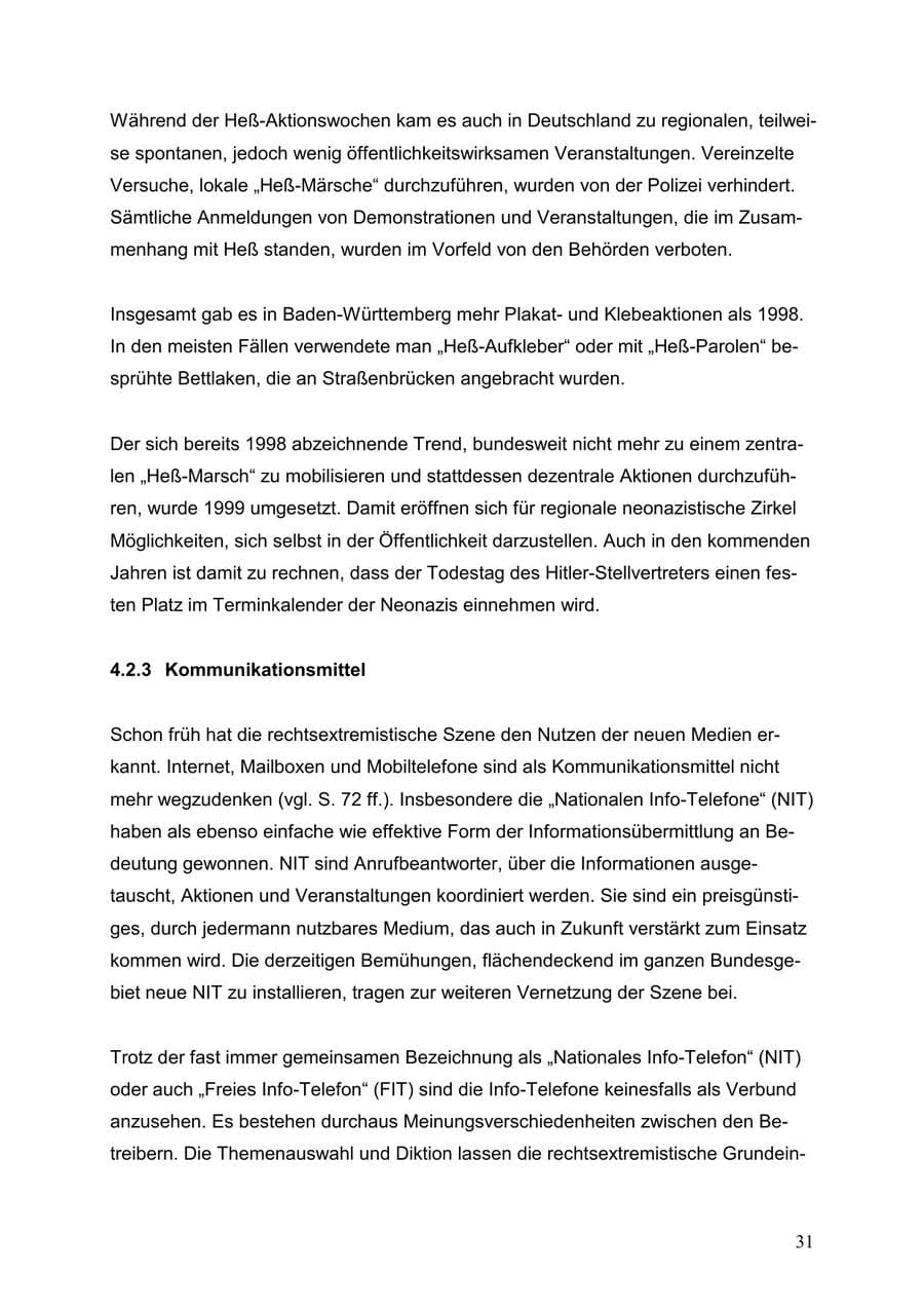 Seite 31 des Verfassungsschutzbericht 1999 Baden-Württemberg