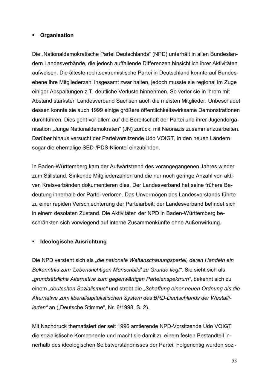 Seite 53 des Verfassungsschutzbericht 1999 Baden-Württemberg