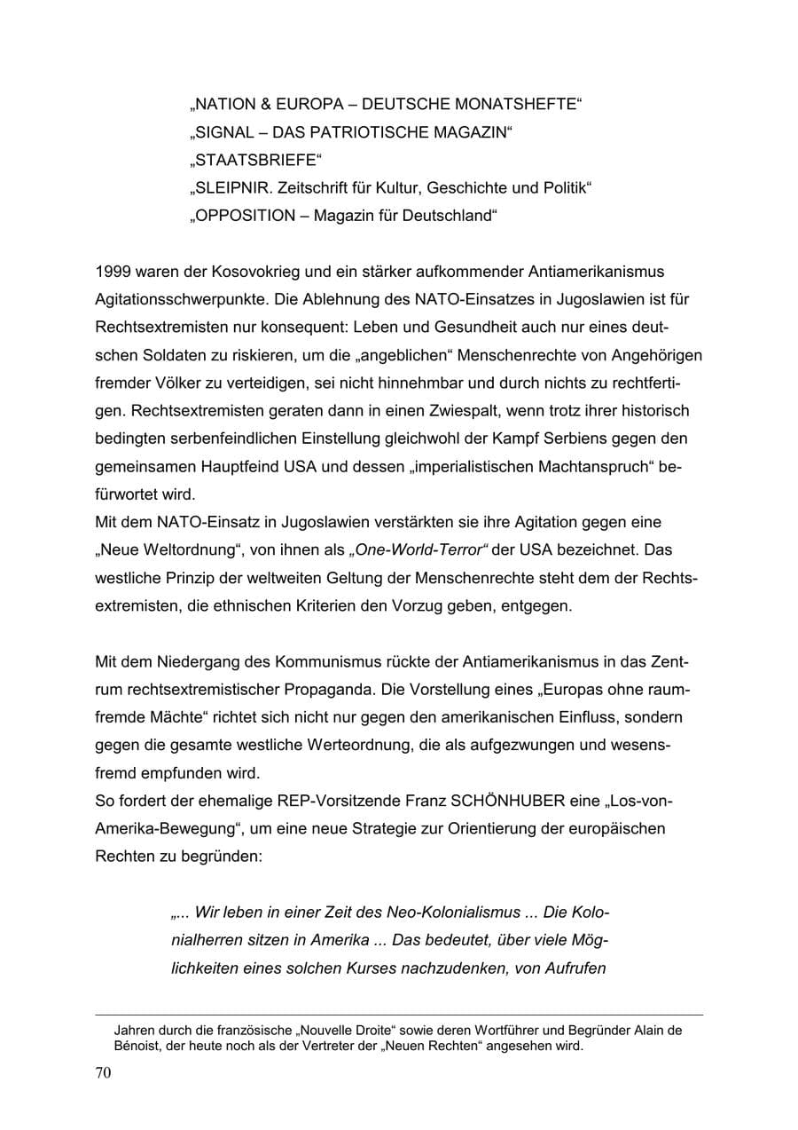 Seite 70 des Verfassungsschutzbericht 1999 Baden-Württemberg
