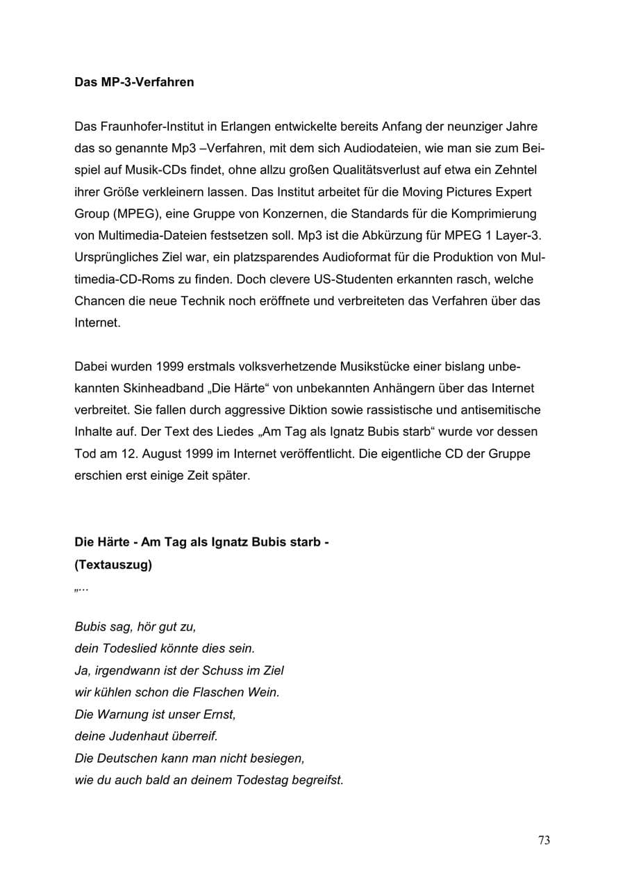 Seite 73 des Verfassungsschutzbericht 1999 Baden-Württemberg