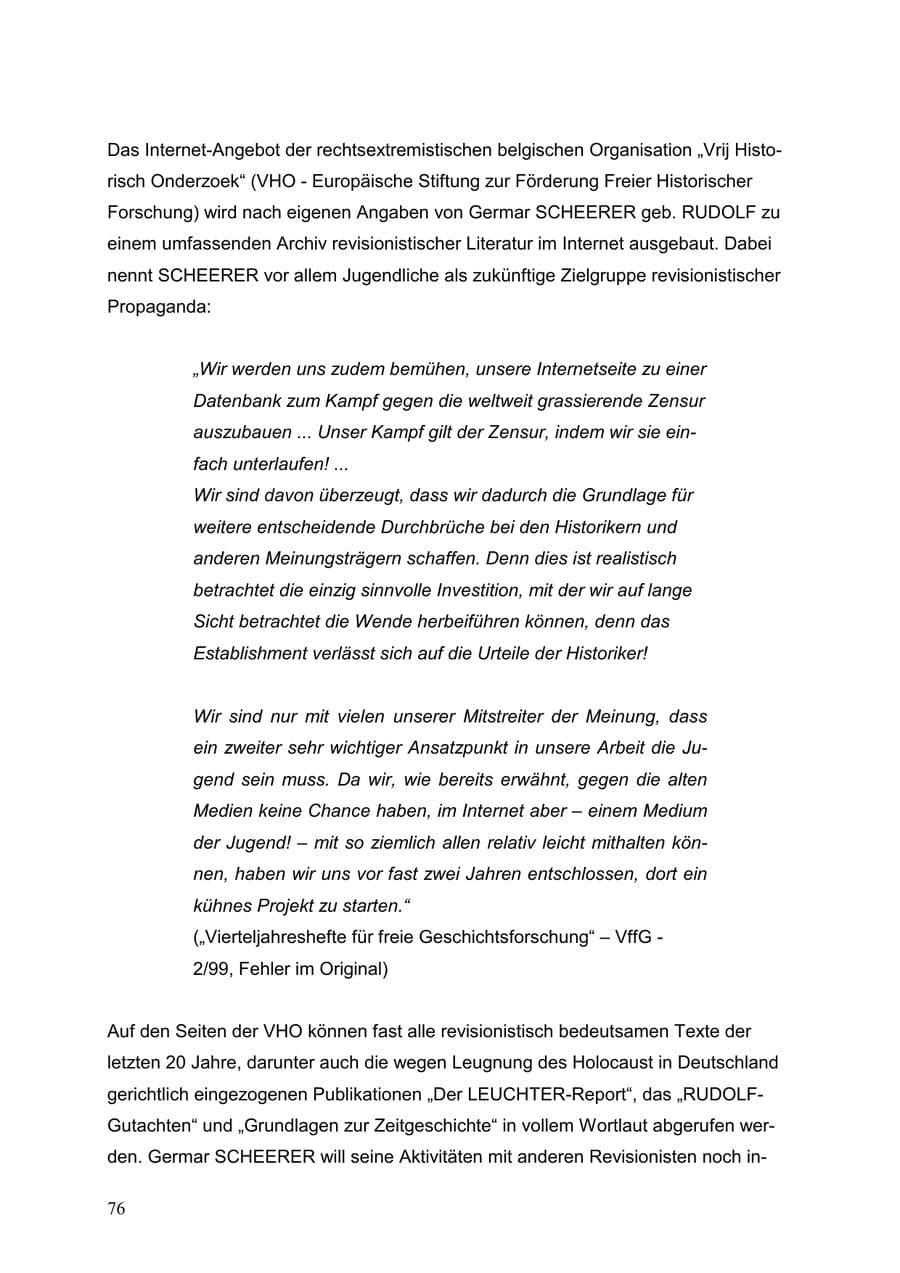 Seite 76 des Verfassungsschutzbericht 1999 Baden-Württemberg