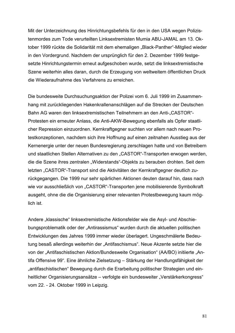 Seite 81 des Verfassungsschutzbericht 1999 Baden-Württemberg
