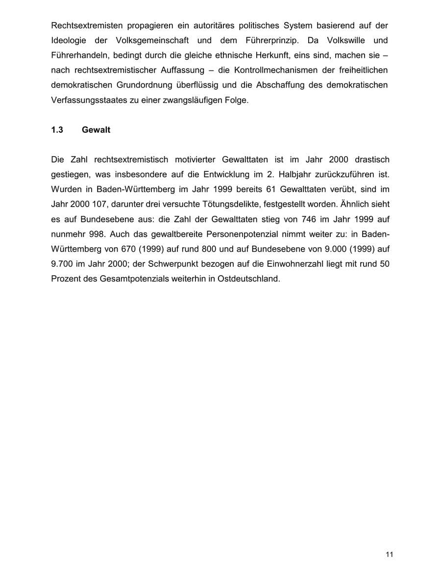 Seite 11 des Verfassungsschutzbericht 2000 Baden-Württemberg