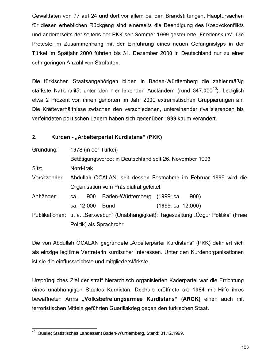 Seite 103 des Verfassungsschutzbericht 2000 Baden-Württemberg